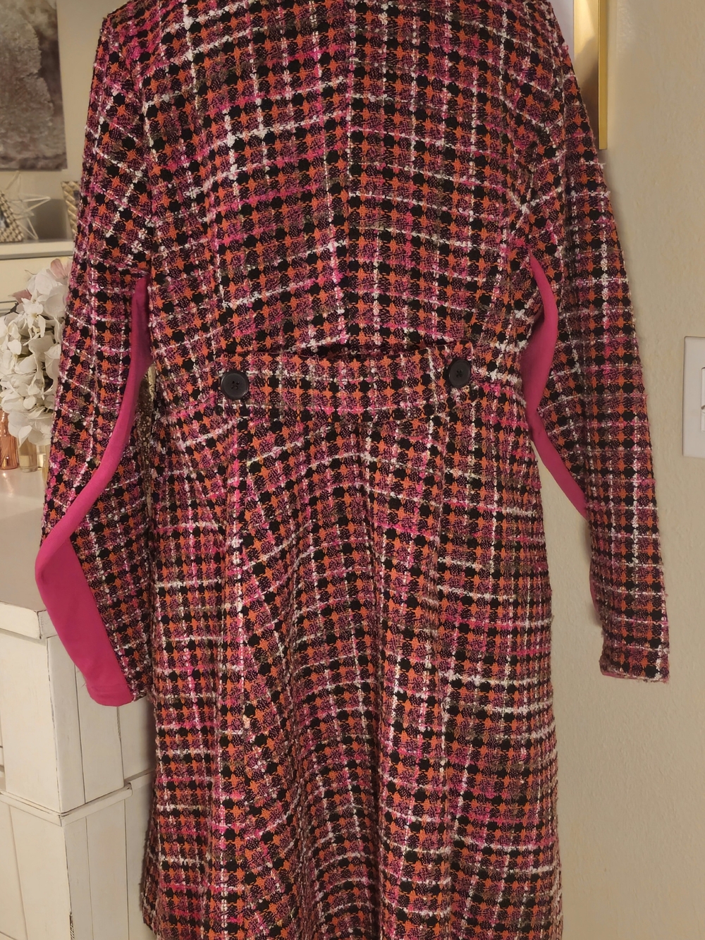 Torrid Pink Plaid Bouclé Statement Pea Coat 1X/14/16 - Picture 3 of 12